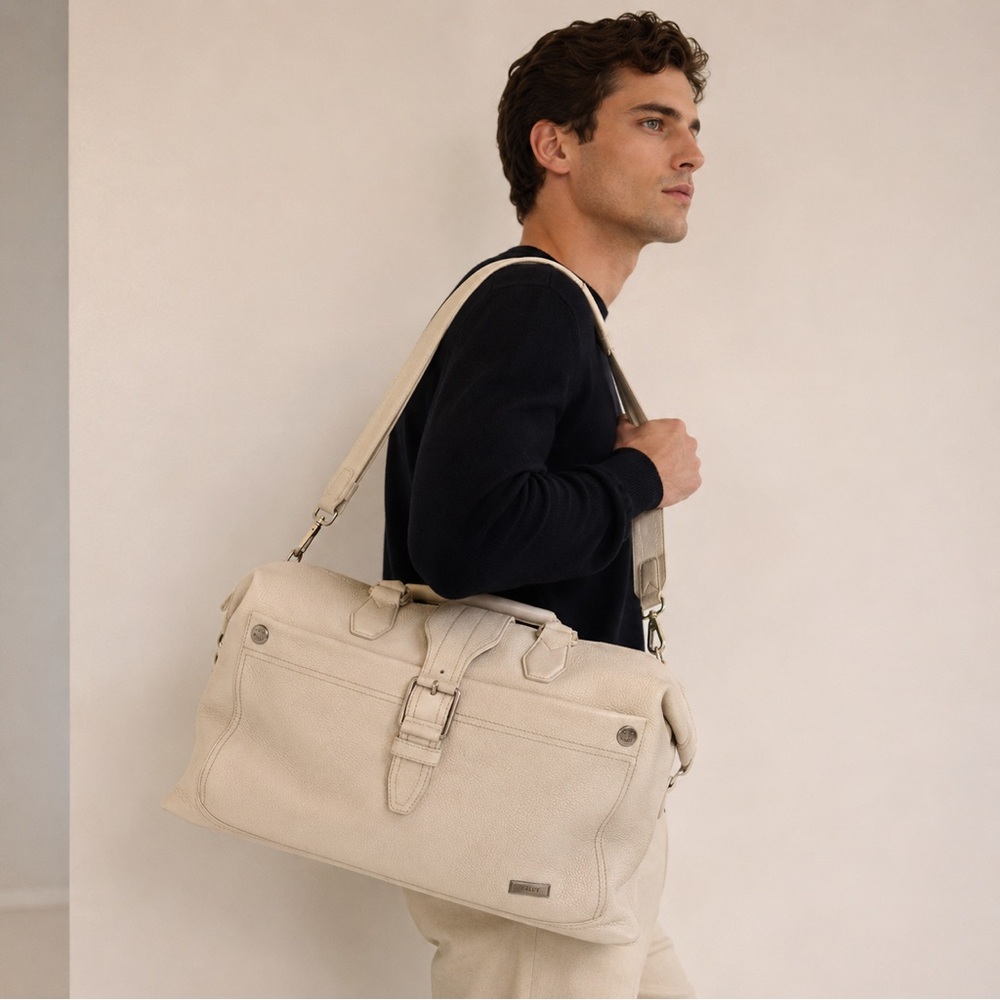 Bally White Leather Travel Duffel Bag - Picture 2 of 14